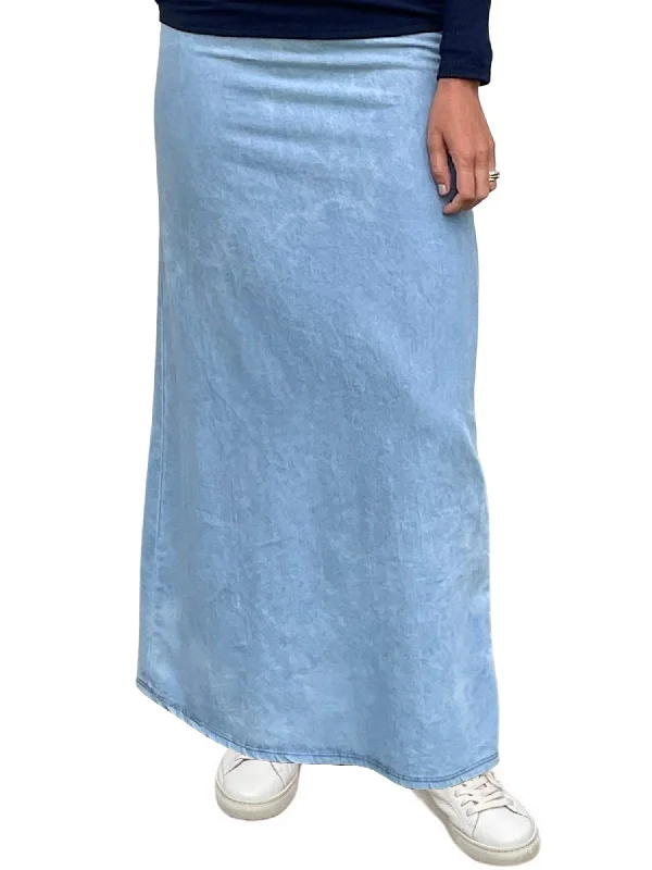 A-line mini skirts for fun flirty looks -Women's Basic Modest Ankle Length Long Lightweight Denim Straight Skirt