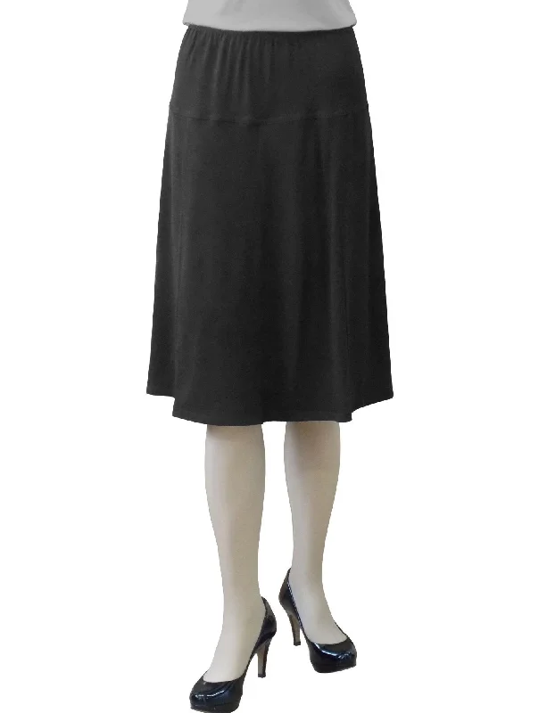 Soft cotton skirts for sensitive skin ease -Women's Stretch Knit Fit and Flare A-Line 26" Below the Knee Length Skirt