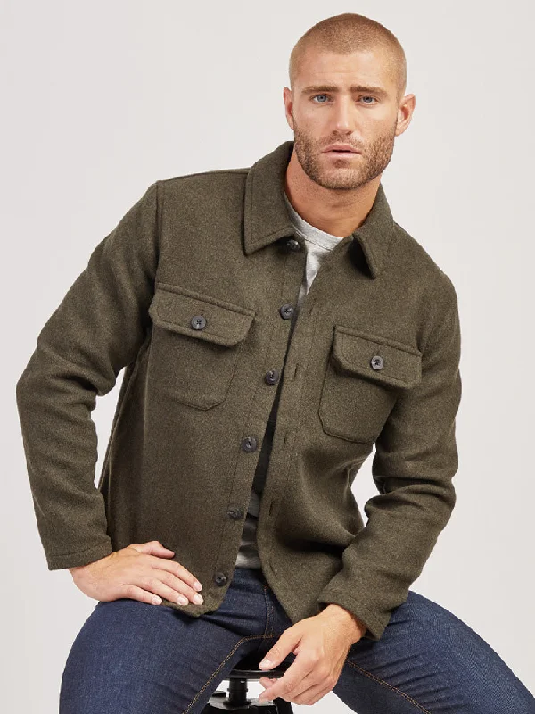 Button-Up Jackets for Traditional -Oversized Wool Shirt Jacket