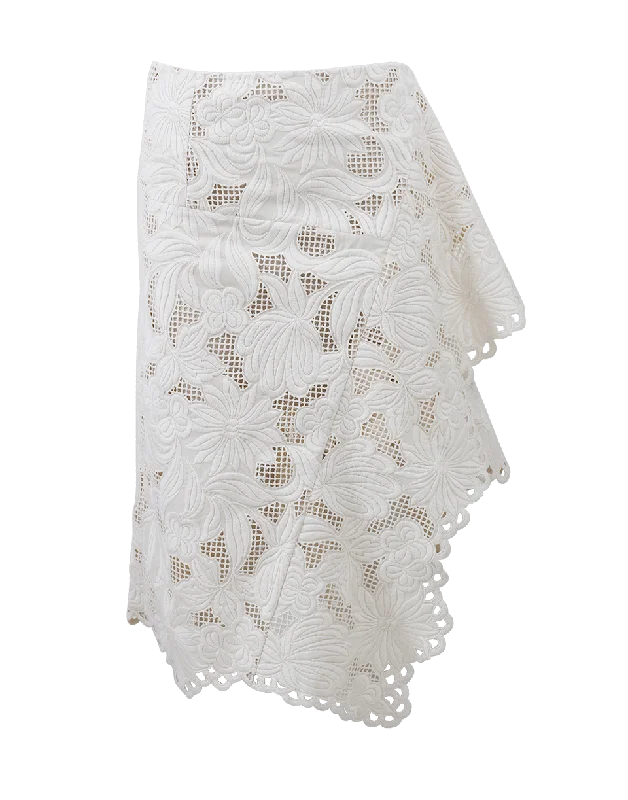 Durable cotton skirts for tough daily use -Asymmetric Lace Skirt