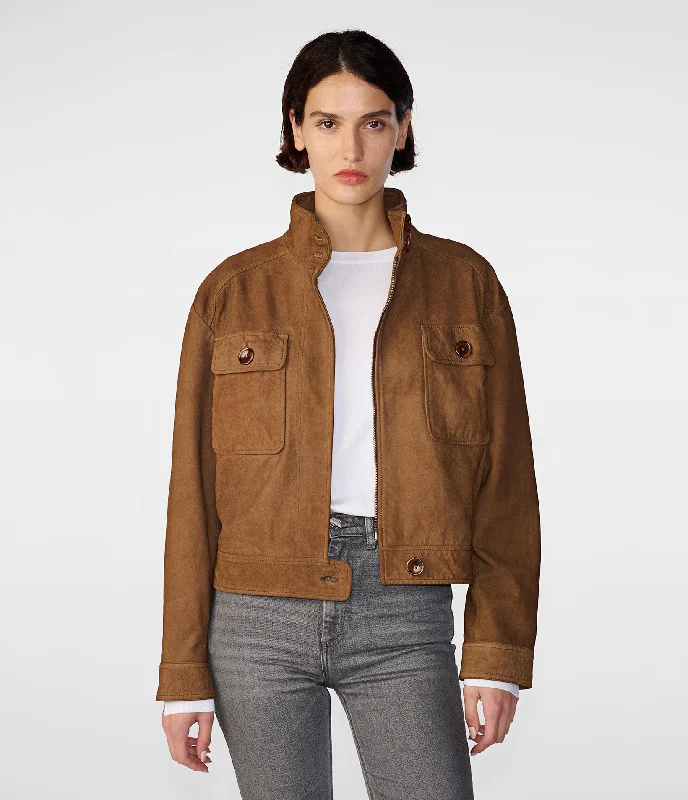 Breathable Jackets for Comfort -Leslie Cropped Moto Jacket