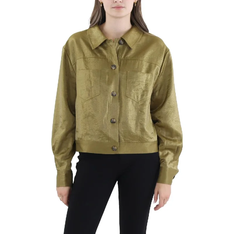 Casual Friday Jackets for Relaxed -French Connection Womens Shimmer Button-Down Utility Jacket