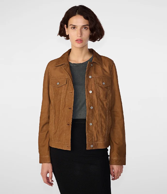 Lightweight Jackets for Easy Carry -Chloe Leather Trucker Jacket