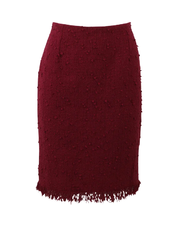 Fringe Tweed Pencil Skirt