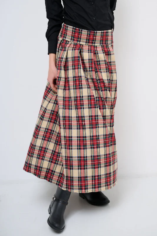 High-waisted Dresses for Flatter -Classic plaid maxi skirt wholesale