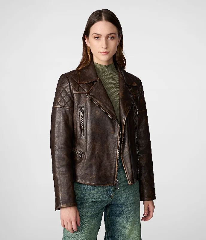 Affordable Jackets for Budget -Rebecca Hand Painted Leather Moto Jacket