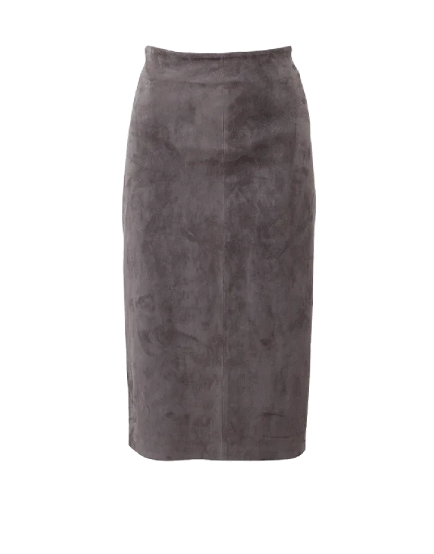 Patterned skirts for artistic standout appeal -Suede Pencil Skirt