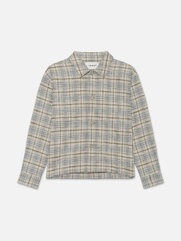 Sustainable Jackets for Eco-Friendly -Relaxed Plaid Shirt Jacket -- Light Blue Plaid