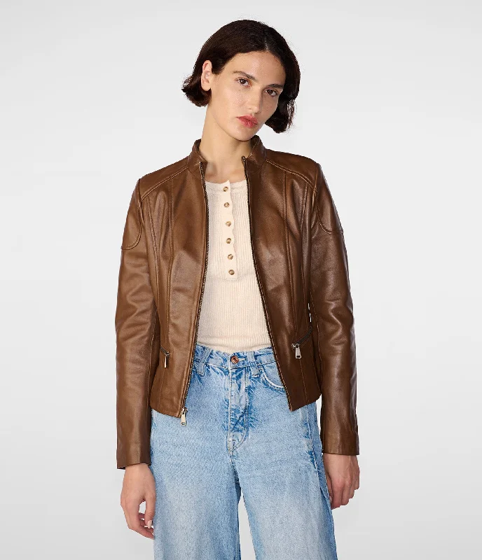 Valentine's Day Jackets for Romantic -Caitlin Scuba Leather Jacket