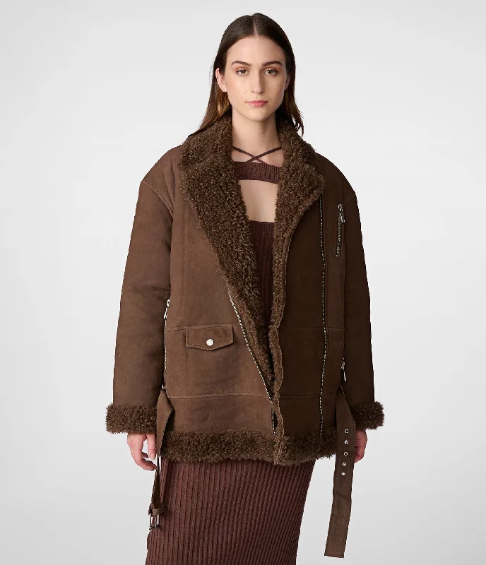 Duffle Jackets for Cozy Style -Kat Suede Faux Fur Lined Jacket