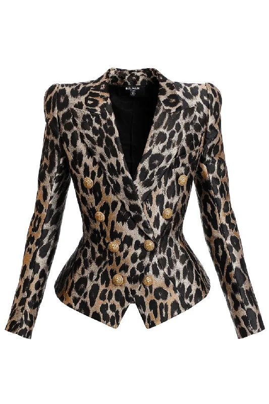 Fringed Jackets for Bohemian -Eight Button Jacket - Leopard