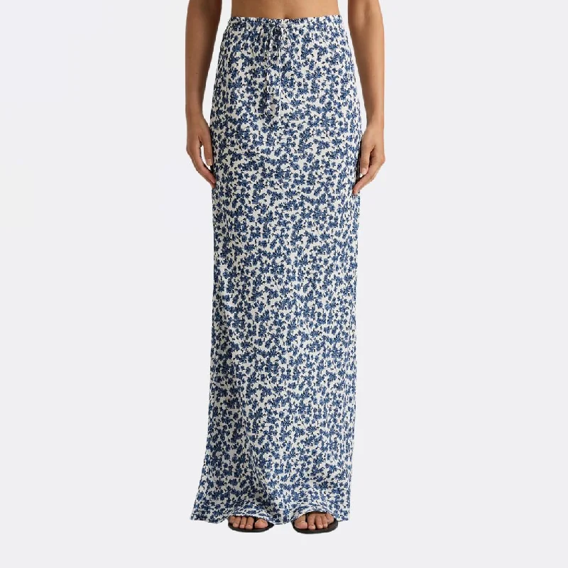 Cute mini skirts for fun party nights -Menton Maxi Skirt (Leilani Print + Mid Blue)