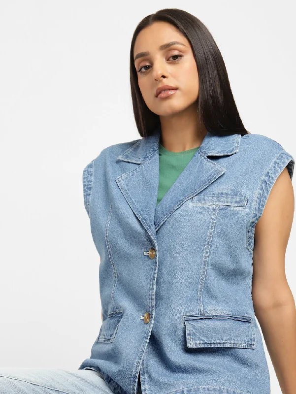 Travel Jackets for On-the-go -Levi's x Deepika Padukone Solid Notched Lapel Denim Jacket