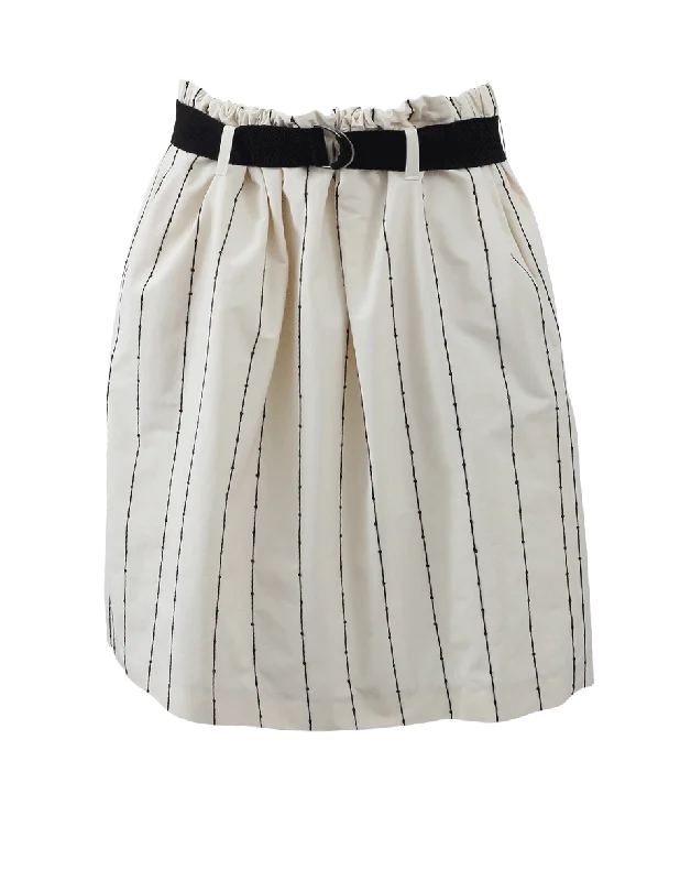 Soft skirts with gentle fabric drape -A-Line Skirt With Paillette Stripes