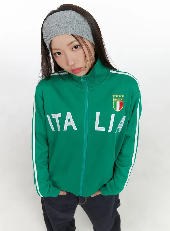 Sportswear Jackets for Athletic Use -Soft Cotton Embroidered Jersey Jacket CS404