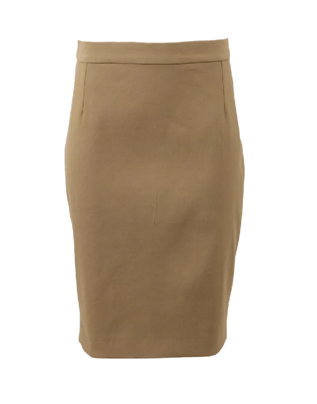 High-waisted skirts with button front detail -Pencil Skirt