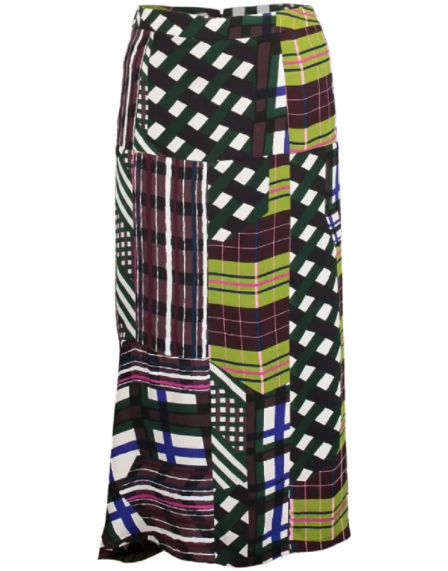 Wrap skirts with tie-front detail charm -Skyline Print Asymmetric Skirt