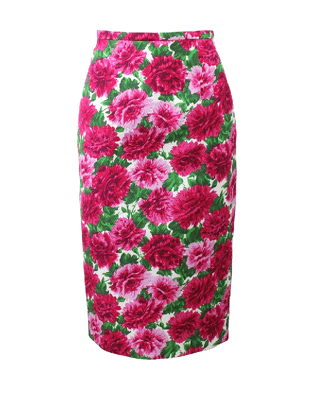 Designer maxi skirts for upscale bohemian flair -Peony Pencil Skirt