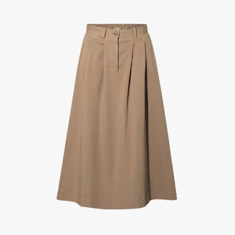 Designer mini skirts for high-end appeal -Pen Pre Dyed Twill Skirt (Light Brown)