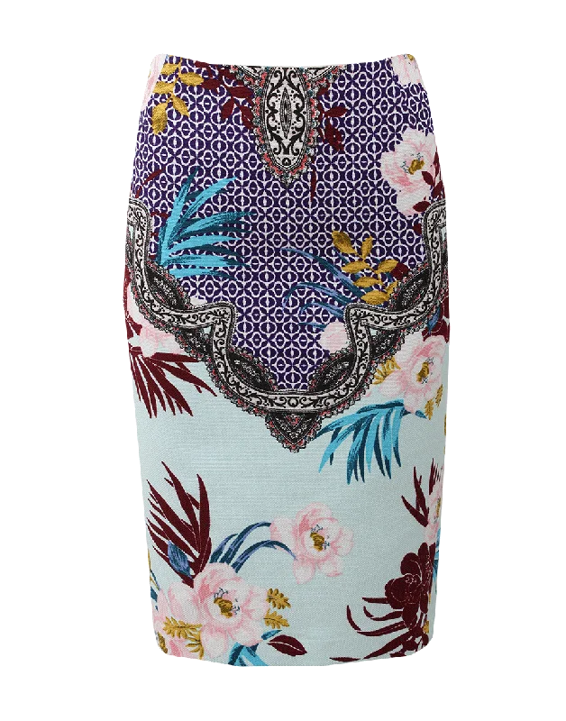 Durable skirts for active lifestyle needs -Floral Pencil Skirt