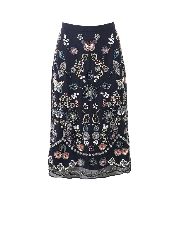 Luxury skirts with intricate embroidery accents -Butterfly Garden Skirt