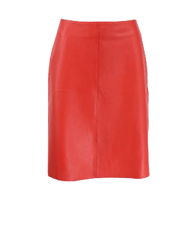 Soft skirts with gentle fabric drape -Full Leather Skirt