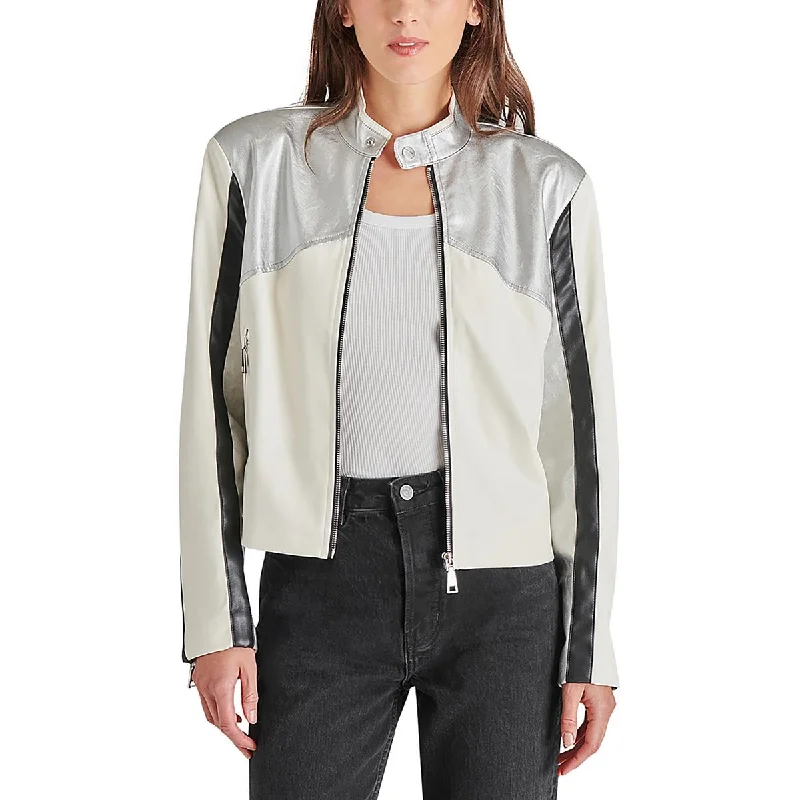 Peacoat Jackets for Nautical -Steve Madden Womens Helayna Faux Leather Short Motorcycle Jacket