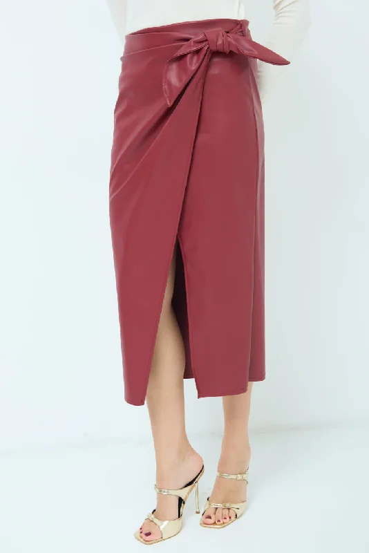 Patchwork Dresses for Bohemian -Wrap-style midi skirt with side slit wholesale