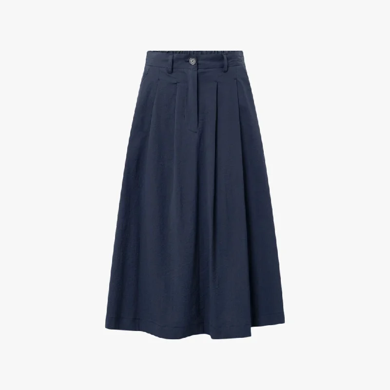 Durable skirts with reinforced seam strength -Pen Heavy Seersucker Skirt (Navy)