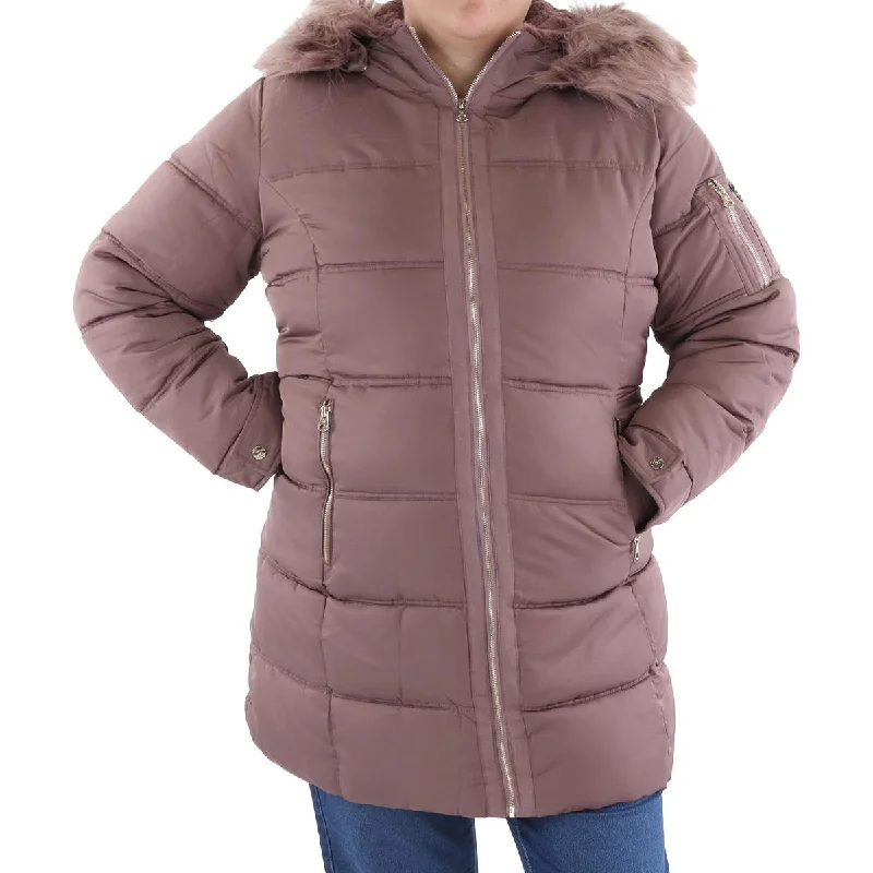 Cycling Jackets for Bike Rides -Jessica Simpson Womens Plus Insulated Hooded Puffer Jacket