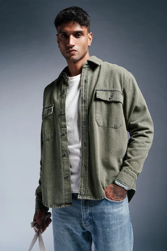 Fishing Jackets for Water Activity -Olive Grove Men's Denim Jacket