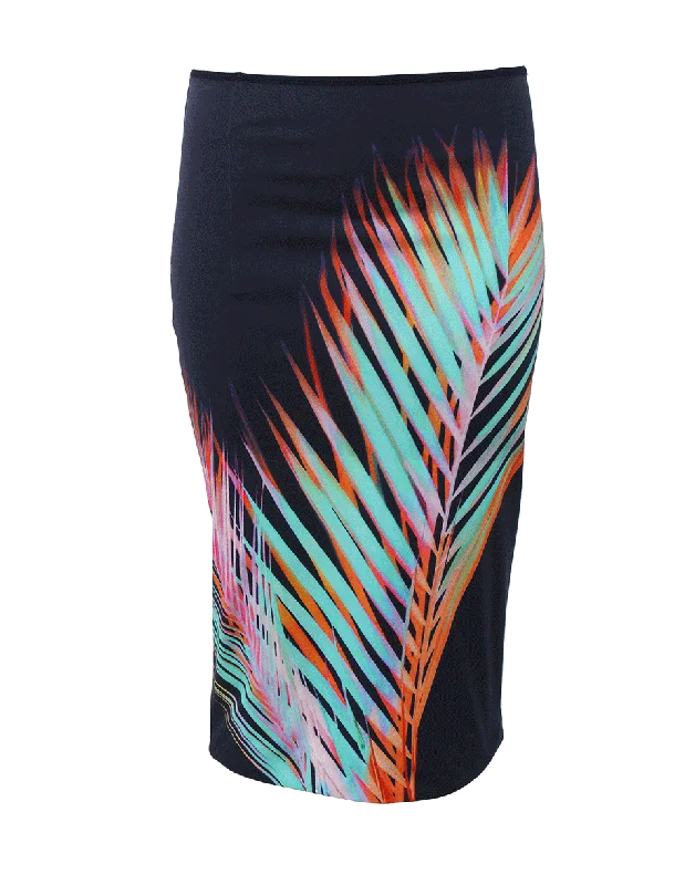 Classic black maxi skirts for versatility -Palm Print Pencil Skirt