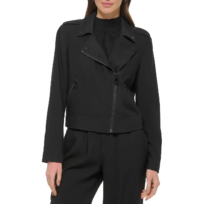 Organic Jackets for Natural -DKNY Womens Asymmetric Collared Motorcycle Jacket