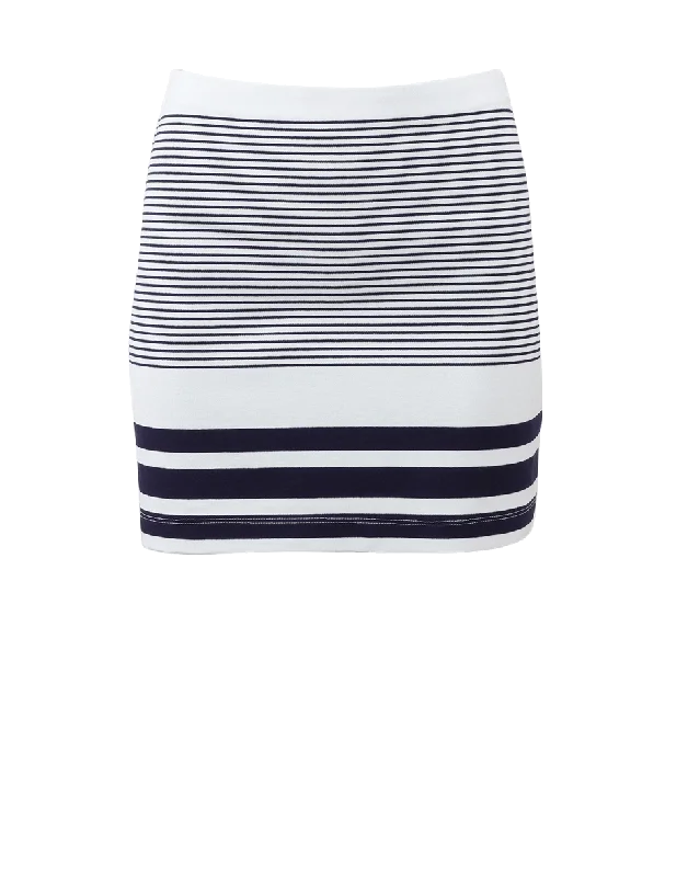 Ruffled skirts with lace trim softness -Stripe Mini Skirt