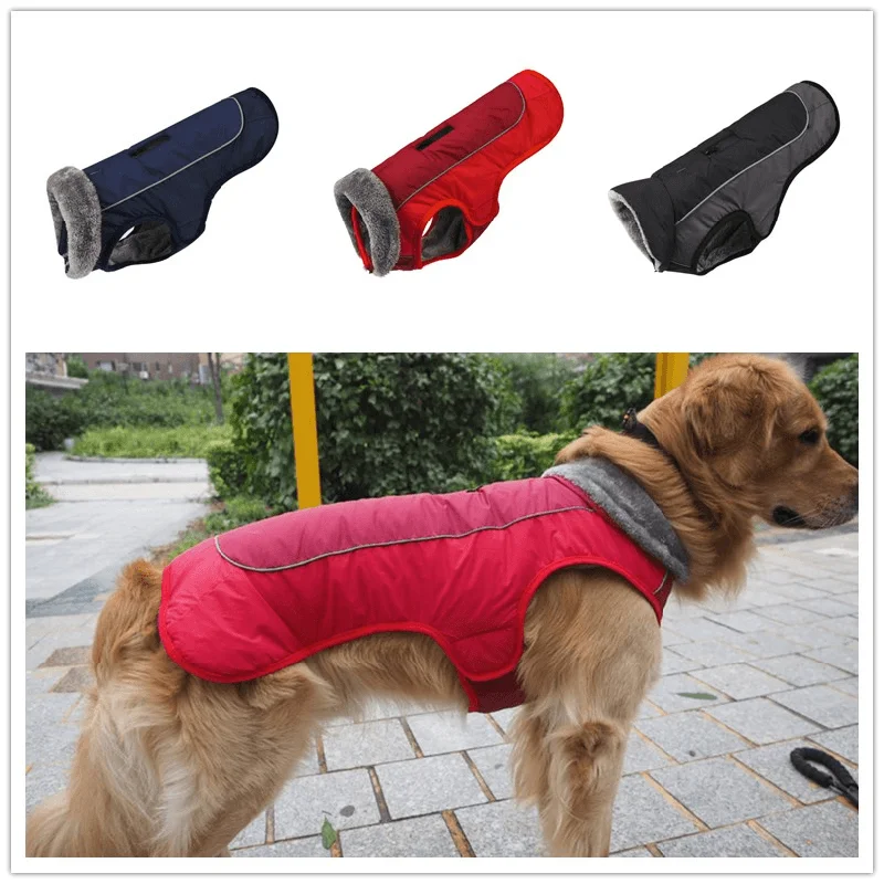 Blazer Jackets for Formal Occasions -Winter Waterproof Dog Clothes Dog Jacket Vest Pet Warm Padded Coat Fur Collar