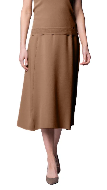 Geometric Dresses for Modern -Natalie A-Line Midi Skirt - Mocha