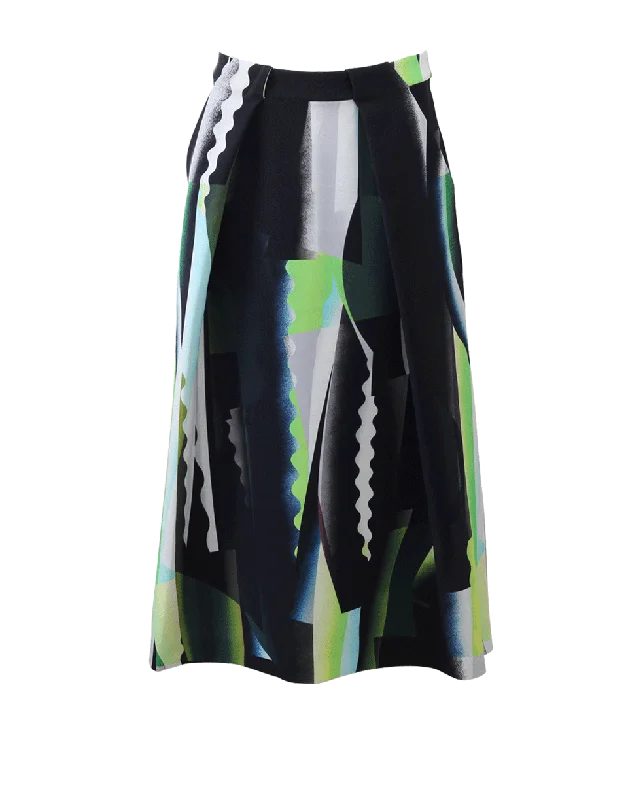 Designer maxi skirts for upscale bohemian flair -Spray Collage Print Skirt