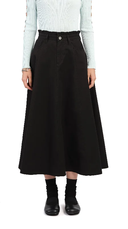 Classic skirts with subtle texture weave -Ruffles Trim Skirt