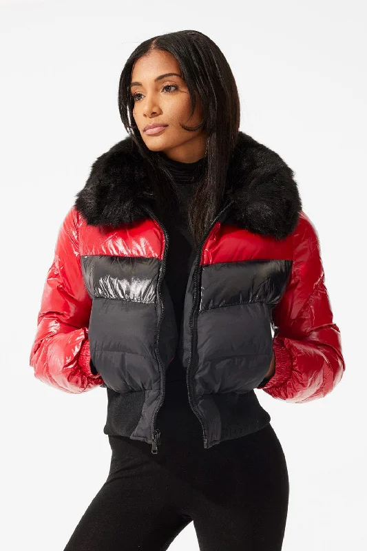 Patchwork Jackets for Unique -Women's Sugar Hill Puffer Jacket (Crimson)