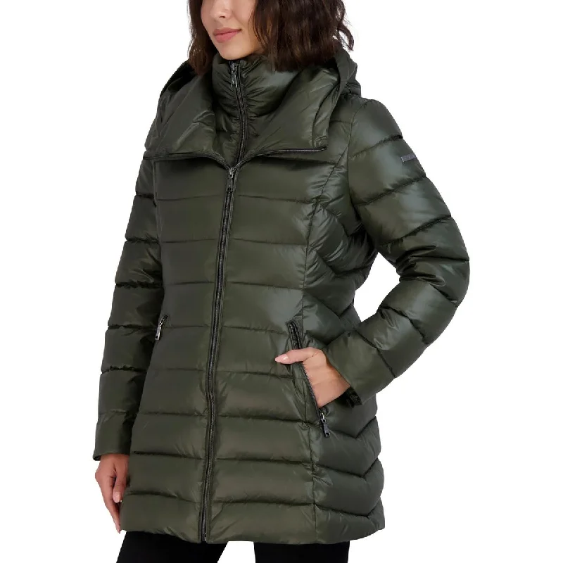 School Jackets for Uniform -Tahari Womens Quilted Hooded Puffer Jacket