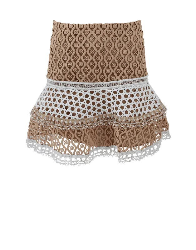 A-line skirts for classic wardrobe essentials -Larissa Lace Tiered Mini Skirt