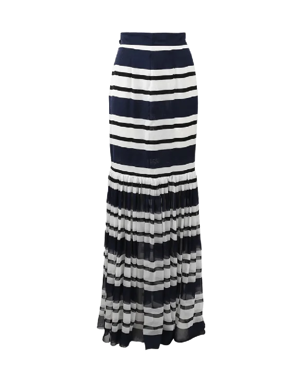 Wrap skirts for easy adjustable fit -Stripe Maxi Skirt