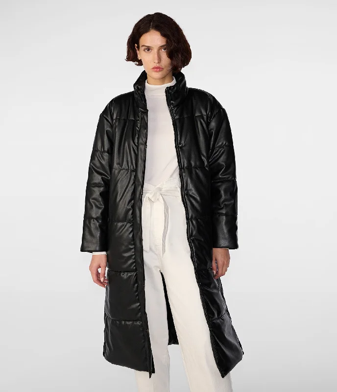 Anniversary Jackets for Special -Oversized Faux Leather Puffer Jacket