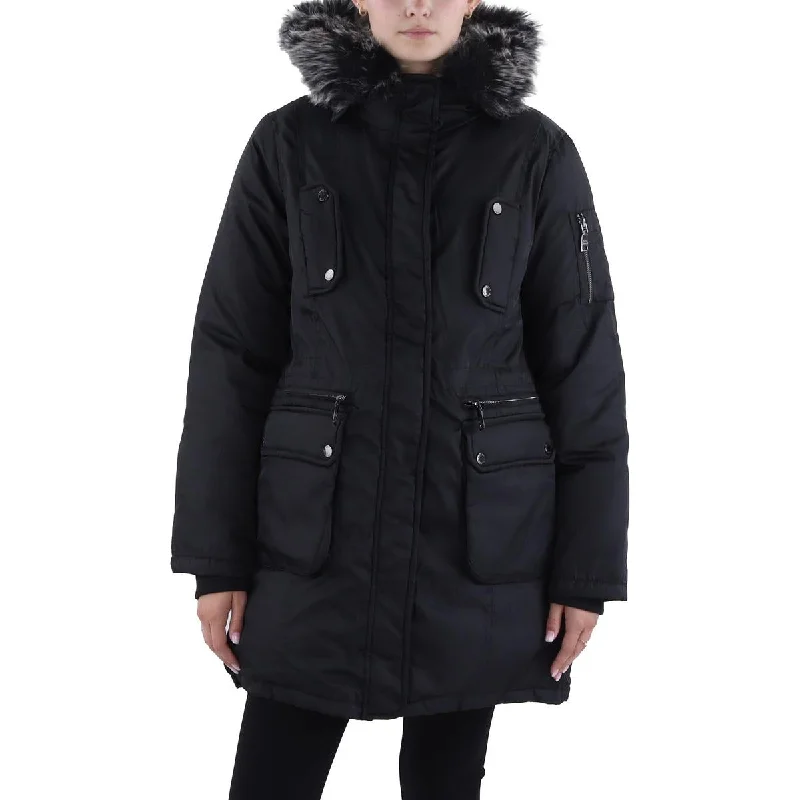 Hunting Jackets for Field Use -Steve Madden Womens Faux Fur Trim Cold Weather Anorak Jacket