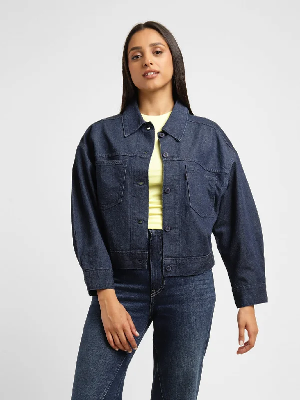 Business Jackets for Meetings -Levi's x Deepika Padukone Solid Navy Shirt Collar Denim Jacket