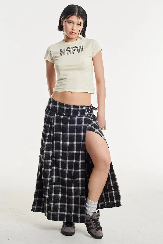 Christmas Dresses for Holiday -Queenie Grunge Check Maxi Skirt