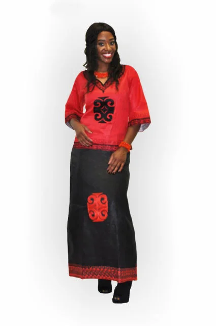 Classic black maxi skirts for versatility -Red and Black African Brocade Skirt Set