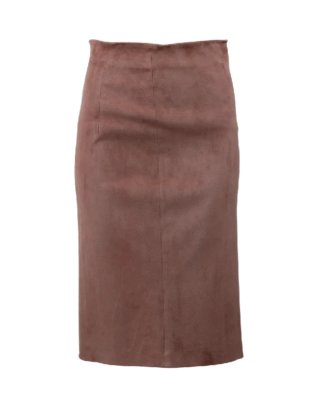 Flowy chiffon skirts for romantic summer days -Suede Pencil Skirt