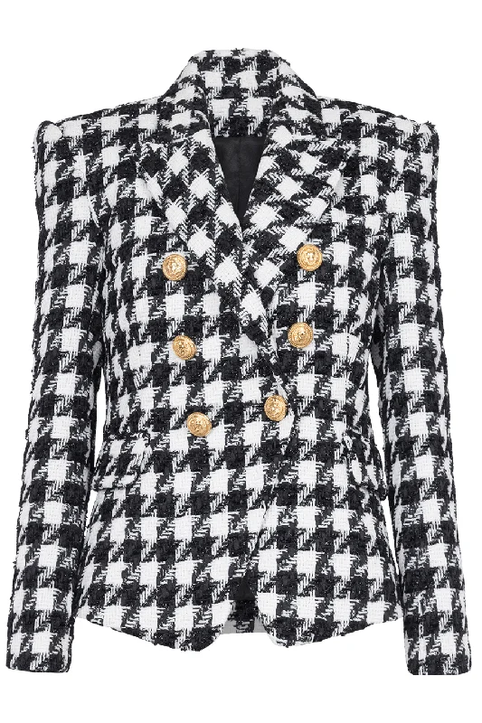 Orange Jackets for Energetic -6 Button Houndstooth Tweed Jacket