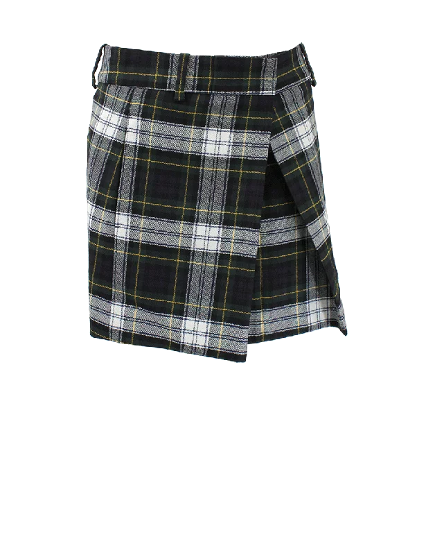 Affordable skirts with trendy slit details -Tartan Pleat Mini Skirt